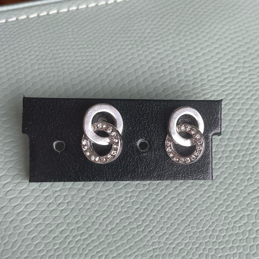 Silver Double Circle Stud Earnings